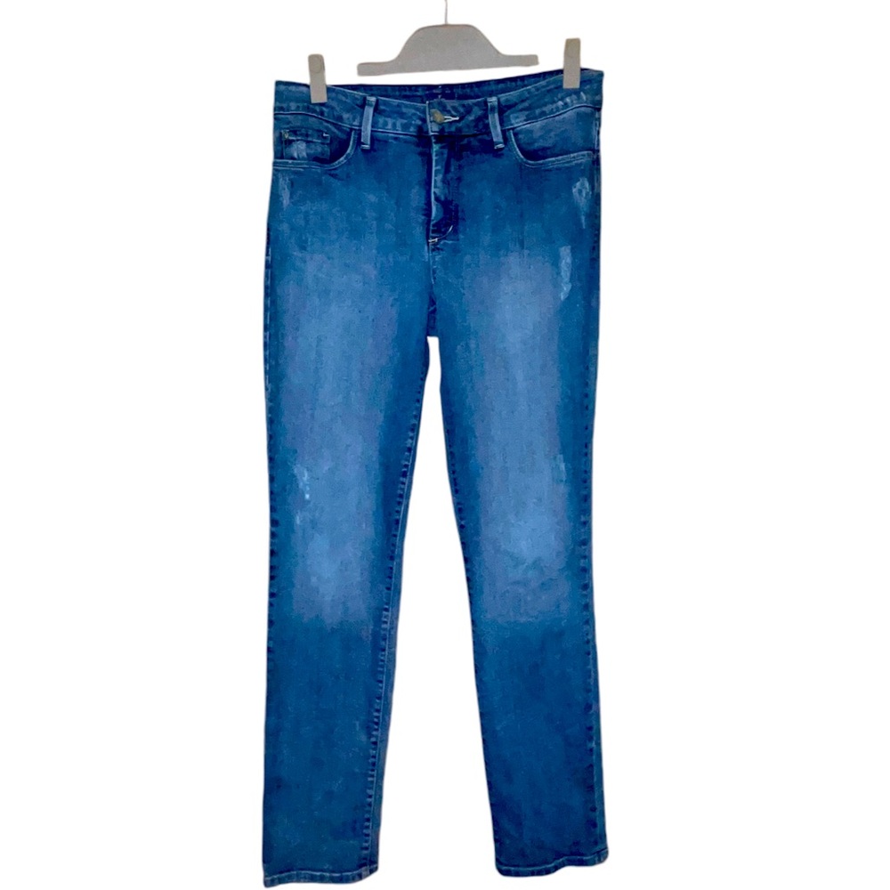 NYDJ Boyfriend Distressed Blue Denim Jeans EUC Size 6